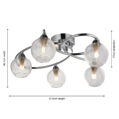 Tatton 5 Light Semi Flush Ceiling Light - Chrome -Luxe Light Shop 13645374 1924942855505547