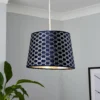 Mia Velvet 30cm Patterned Lamp Shade - Navy 2 Mia Velvet 30cm Patterned Lamp Shade - Navy -Luxe Light Shop 13751363 1364969499002821