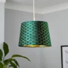 Mia Velvet 30cm Patterned Lamp Shade - Emerald -Luxe Light Shop 13751364 7444969499012115