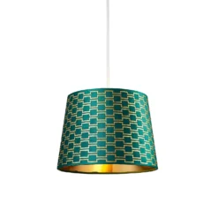 Mia Velvet 30cm Patterned Lamp Shade - Emerald -Luxe Light Shop 13751364 7444969499098317