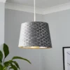 Mia Velvet 30cm Patterned Lamp Shade - Grey -Luxe Light Shop 13751365 1954969499005629