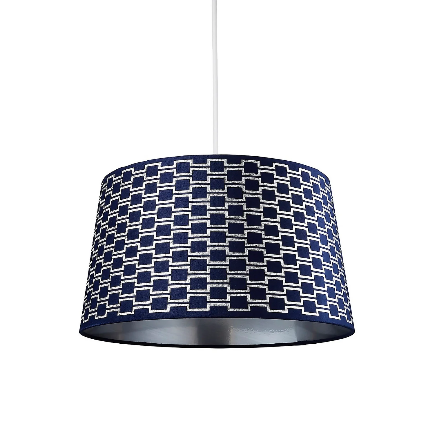 Mia Velvet 43cm Patterned Lamp Shade - Navy 5 Mia Velvet 43cm Patterned Lamp Shade - Navy - Image 3