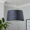 Mia Velvet 43cm Patterned Lamp Shade - Navy 2 Mia Velvet 43cm Patterned Lamp Shade - Navy -Luxe Light Shop 13751366 1894969498969071