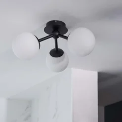 Pulsa Bathroom Semi Flush Light - 3lt Black -Luxe Light Shop 13794229 7494957105421190