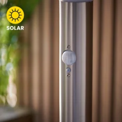 Halton 50cm Photocell & PIR Solar Outdoor Floor Light - Stainless Steel -Luxe Light Shop 13794246 5394957104363750