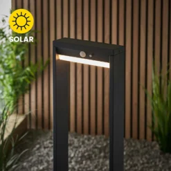 Dannah 80cm Photocell & PIR Solar Outdoor Floor Light - Black -Luxe Light Shop 13794250 9724957104695382