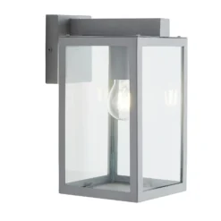 Hestia E27 Glass Panel Outdoor Box Lantern - Silver -Luxe Light Shop 13924363 1234980107984526