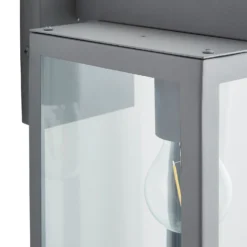 Hestia E27 Glass Panel Outdoor Box Lantern - Silver -Luxe Light Shop 13924363 3694980108180933