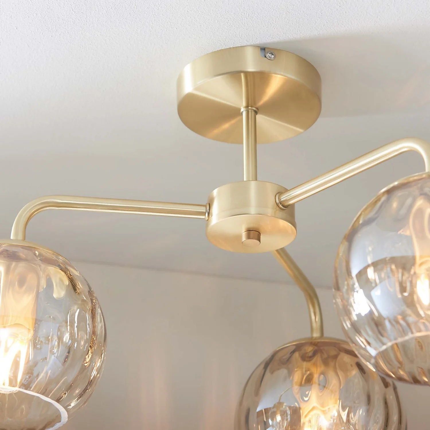 Geneva 3 Light Semi Flush Ceiling Light - Brass 10 Geneva 3 Light Semi Flush Ceiling Light - Brass - Image 8
