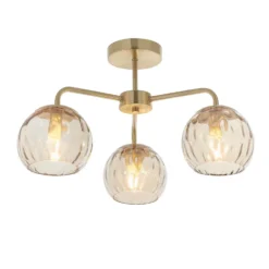 Geneva 3 Light Semi Flush Ceiling Light - Brass 11 Geneva 3 Light Semi Flush Ceiling Light - Brass -Luxe Light Shop 13938484 1664981959912606