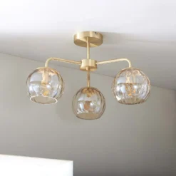 Geneva 3 Light Semi Flush Ceiling Light - Brass 12 Geneva 3 Light Semi Flush Ceiling Light - Brass -Luxe Light Shop 13938484 1694981960038432