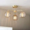 Geneva 3 Light Semi Flush Ceiling Light - Brass 2 Geneva 3 Light Semi Flush Ceiling Light - Brass -Luxe Light Shop 13938484 1734981959666141