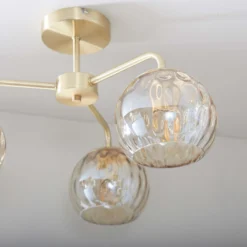 Geneva 3 Light Semi Flush Ceiling Light - Brass 16 Geneva 3 Light Semi Flush Ceiling Light - Brass -Luxe Light Shop 13938484 8334981960392015