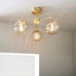 Geneva 3 Light Semi Flush Ceiling Light - Brass 13 Geneva 3 Light Semi Flush Ceiling Light - Brass -Luxe Light Shop 13938484 9914981960100304