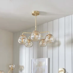 Geneva 5 Light Pendant Light - Brass -Luxe Light Shop 13938485 7384981958489502