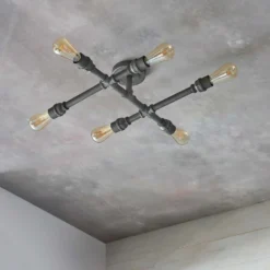 Gabe 6 Light Semi Flush Ceiling Light - Pewter 11 Gabe 6 Light Semi Flush Ceiling Light - Pewter -Luxe Light Shop 13938505 1214981958860476