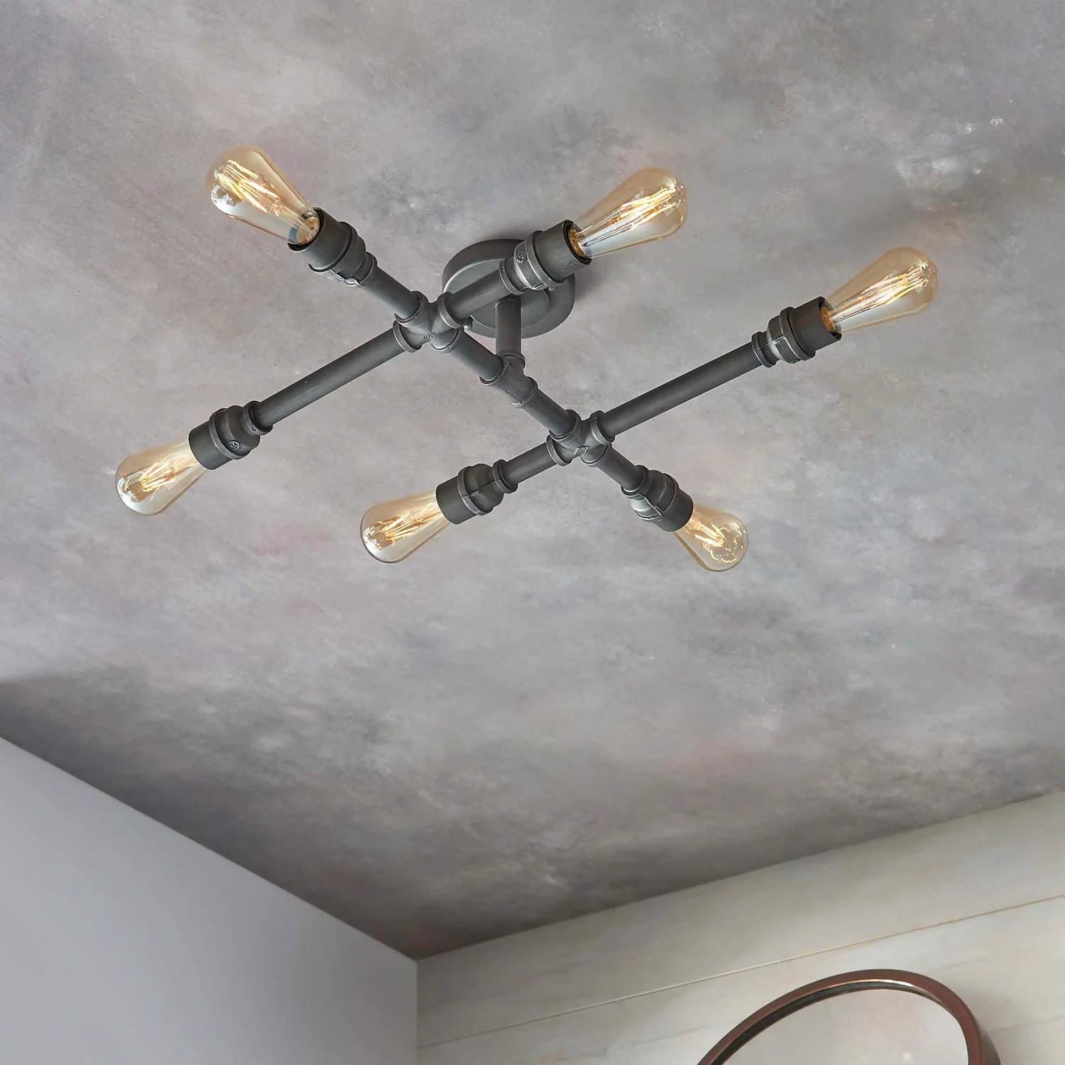 Gabe 6 Light Semi Flush Ceiling Light - Pewter 6 Gabe 6 Light Semi Flush Ceiling Light - Pewter - Image 4