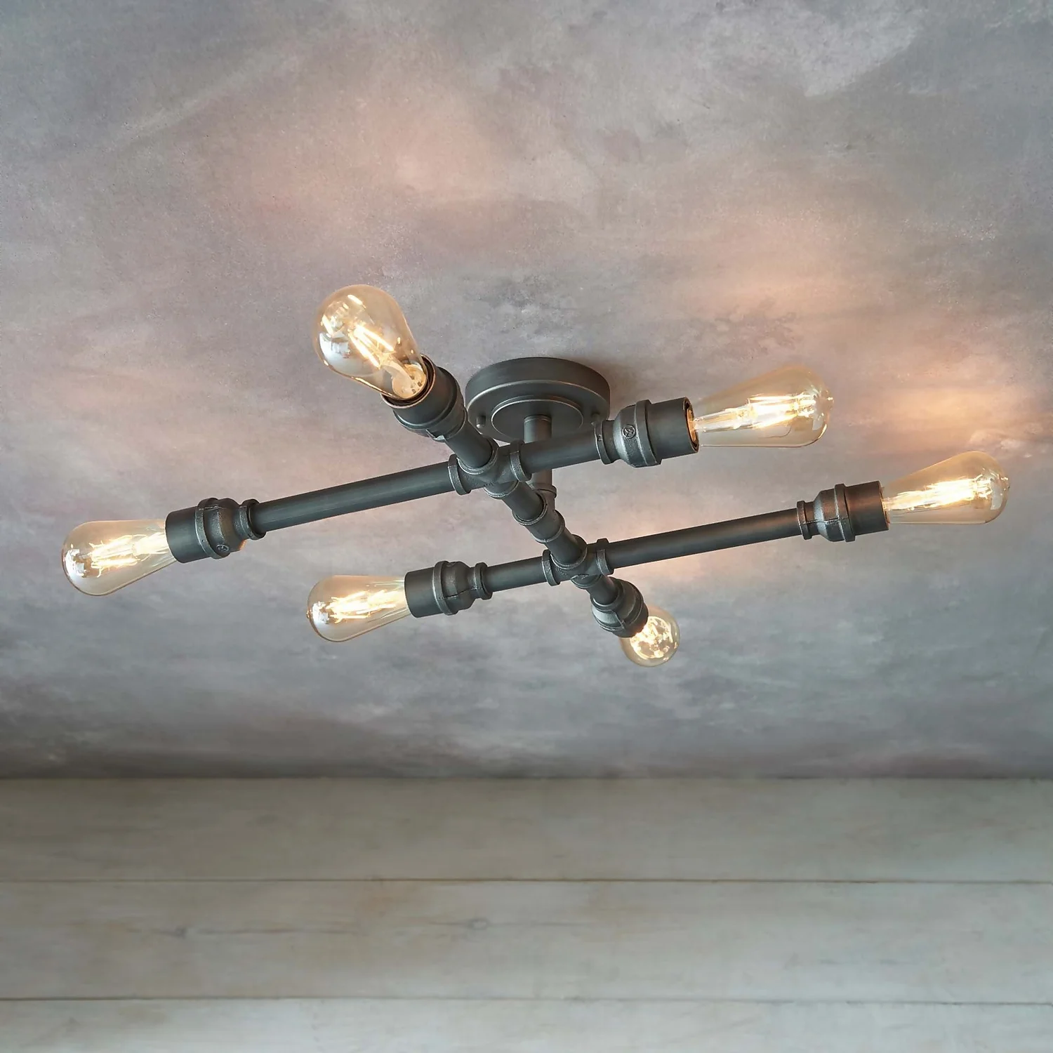 Gabe 6 Light Semi Flush Ceiling Light - Pewter 3 Gabe 6 Light Semi Flush Ceiling Light - Pewter