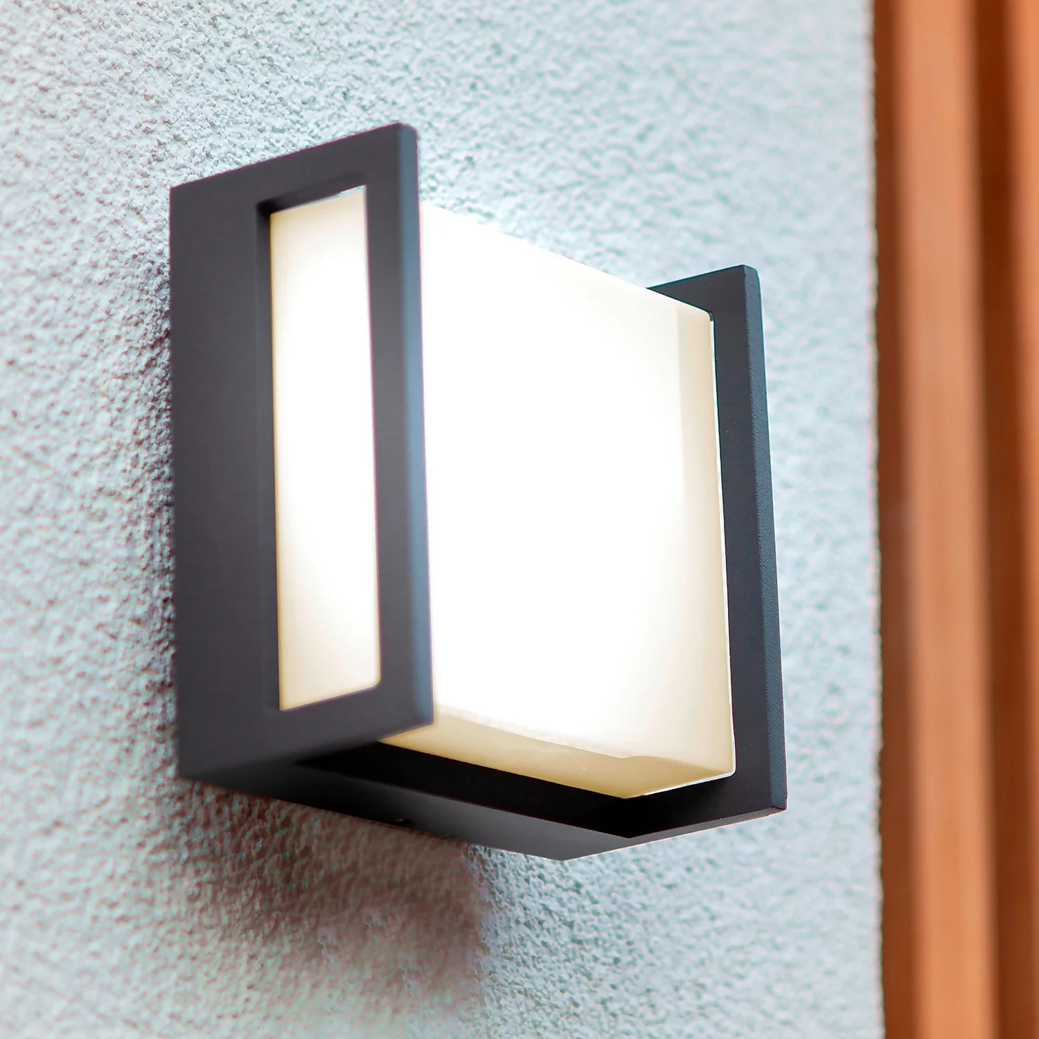 Lutec Qubo LED Square Outdoor Wall Light - Anthracite 3 Lutec Qubo LED Square Outdoor Wall Light - Anthracite