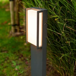 Lutec Qubo LED Outdoor Bollard Light - Anthracite -Luxe Light Shop 13950213 1864993071817686