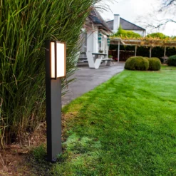 Lutec Qubo LED Outdoor Bollard Light - Anthracite -Luxe Light Shop 13950213 2054993071842937