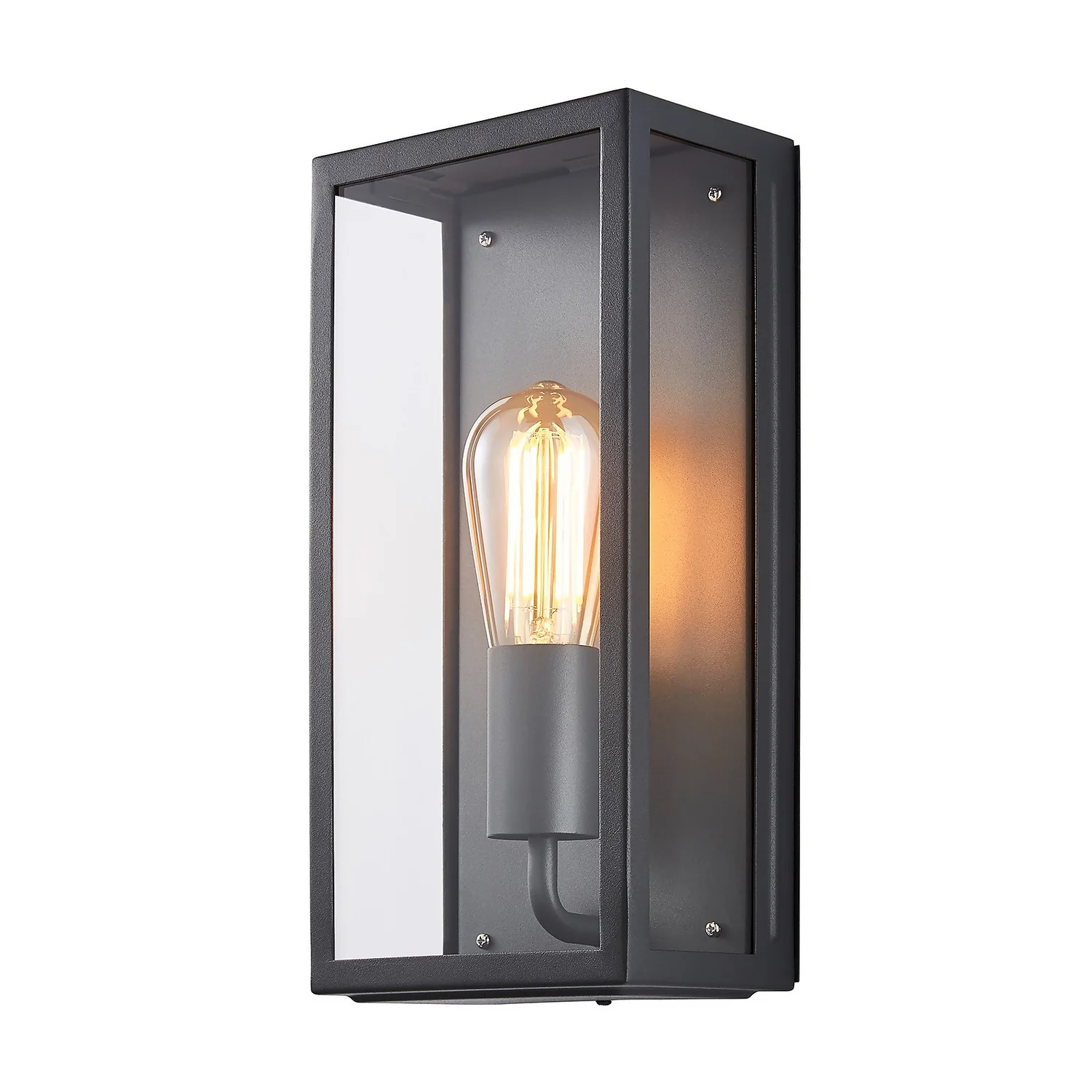 Minerva Outdoor Box Lantern Wall Light - Black 4 Minerva Outdoor Box Lantern Wall Light - Black - Image 2