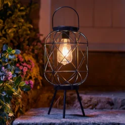 Homebase Edit Black Wire Solar Tripod Lantern
