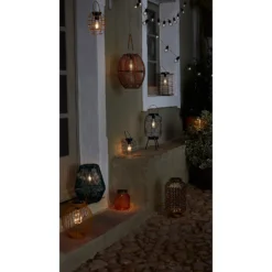 Homebase Edit Brown Rattan Solar Lantern - 31cm -Luxe Light Shop 13956313 1665022633937383