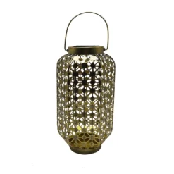 Homebase Edit Antique Gold Solar Moroccan Lantern - 32cm -Luxe Light Shop 13956314 3355002413792945