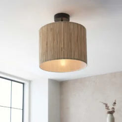 Caen Semi Flush Ceiling Light - Natural -Luxe Light Shop 14301796 1595038439089281