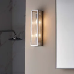 Daltra Large Ribbed Bathroom Wall Light - Chrome Effect -Luxe Light Shop 14301806 1865038439248131