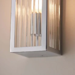 Daltra Large Ribbed Bathroom Wall Light - Chrome Effect -Luxe Light Shop 14301806 7615038439334714