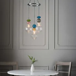 Elgin Cluster Pendant Ceiling Light - Multicoloured & Chrome 12 Elgin Cluster Pendant Ceiling Light - Multicoloured & Chrome -Luxe Light Shop 14301808 1895038439554155