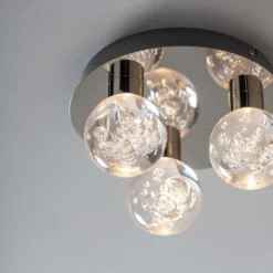 Leoch Bathroom Flush Ceiling Light - Chrome Effect -Luxe Light Shop 14301817 2135038439100180