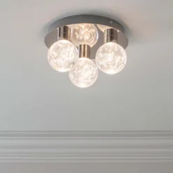 Leoch Bathroom Flush Ceiling Light - Chrome Effect -Luxe Light Shop 14301817 3765038439051523