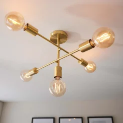 Logie Semi Flush Ceiling Light - Brass Effect 14 Logie Semi Flush Ceiling Light - Brass Effect -Luxe Light Shop 14301818 1055038438992516