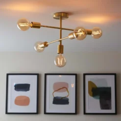 Logie Semi Flush Ceiling Light - Brass Effect 12 Logie Semi Flush Ceiling Light - Brass Effect -Luxe Light Shop 14301818 1365038438855872