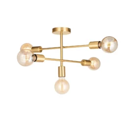 Logie Semi Flush Ceiling Light - Brass Effect 11 Logie Semi Flush Ceiling Light - Brass Effect -Luxe Light Shop 14301818 1635038438813323