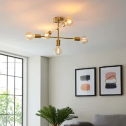 Logie Semi Flush Ceiling Light - Brass Effect 13 Logie Semi Flush Ceiling Light - Brass Effect -Luxe Light Shop 14301818 3405038438917240