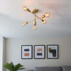 Logie Semi Flush Ceiling Light - Brass Effect 15 Logie Semi Flush Ceiling Light - Brass Effect -Luxe Light Shop 14301818 4345038439050593