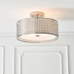 Orton Flush Ceiling Light - Nickel Effect