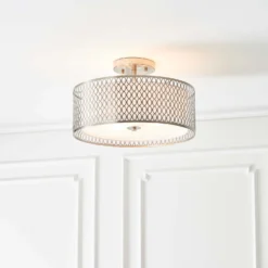 Orton Flush Ceiling Light - Nickel Effect -Luxe Light Shop 14301820 1655038438019376