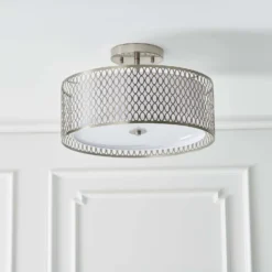 Orton Flush Ceiling Light - Nickel Effect -Luxe Light Shop 14301820 2335038437915939