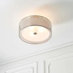 Orton Flush Ceiling Light - Nickel Effect -Luxe Light Shop 14301820 5375038437973998