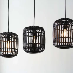 Saval 3 Lamp Pendant Diner Bar Light - Dark Bamboo 16 Saval 3 Lamp Pendant Diner Bar Light - Dark Bamboo -Luxe Light Shop 14301826 1845038437917034