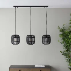 Saval 3 Lamp Pendant Diner Bar Light - Dark Bamboo 14 Saval 3 Lamp Pendant Diner Bar Light - Dark Bamboo -Luxe Light Shop 14301826 1955038437827793