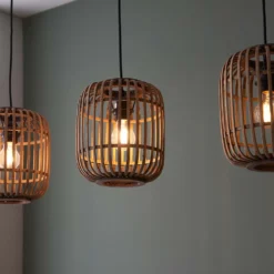 Saval 3 Lamp Pendant Diner Bar Light - Natural Bamboo -Luxe Light Shop 14301827 1505038439385810