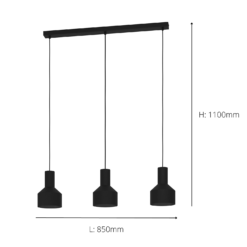 Eglo Casibare 3 Lamp Diner Bar Light - Black -Luxe Light Shop 14302945 9305038223087481