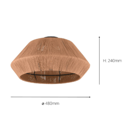 Eglo Alderney Flush Ceiling Light - Black & Natural -Luxe Light Shop 14302949 1535038223171319