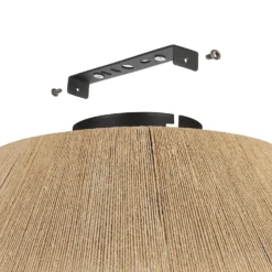 Eglo Alderney Flush Ceiling Light - Black & Natural -Luxe Light Shop 14302949 1545038223134194